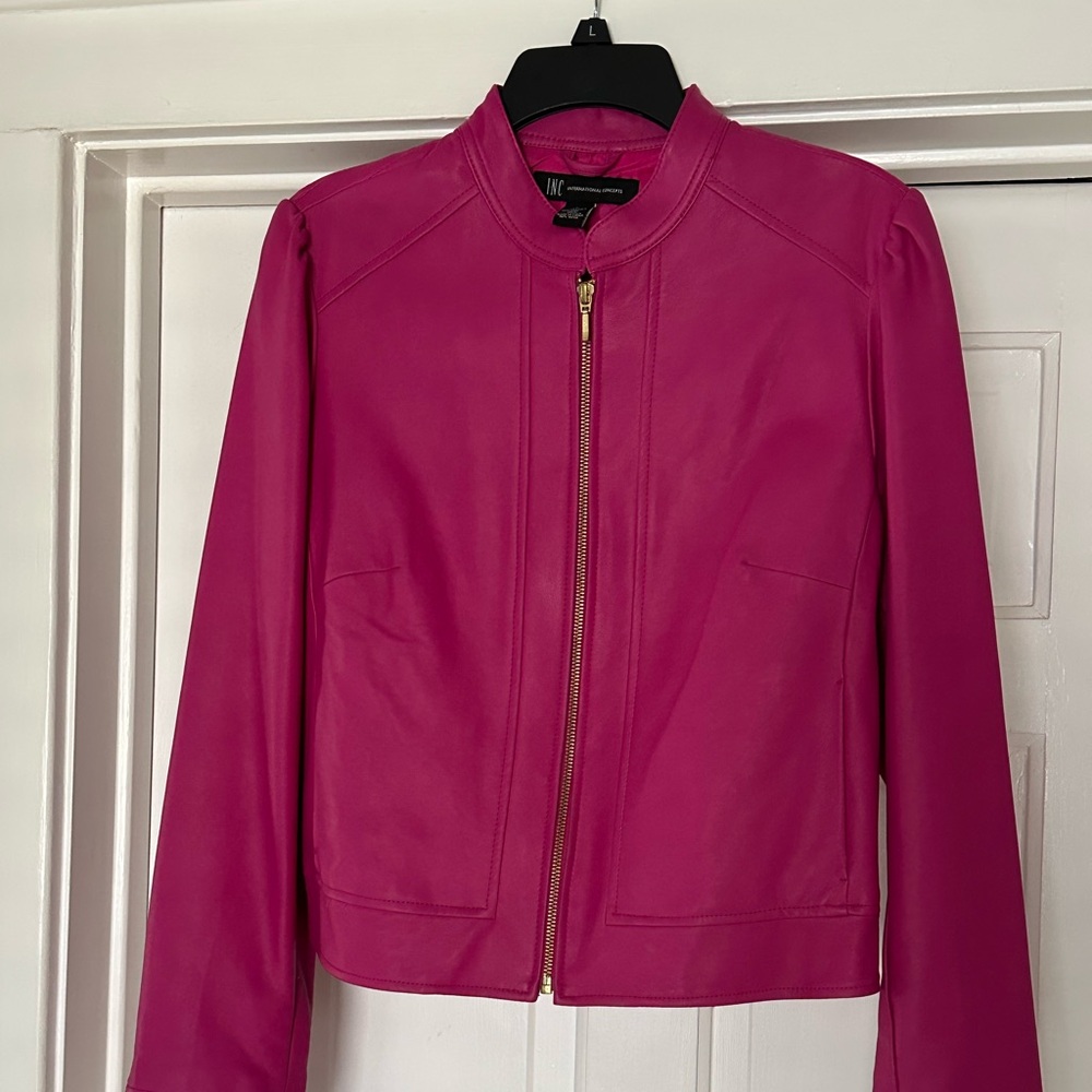 INC International Concepts Fuchsia Leather Jacket